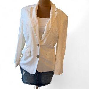 a new day Creamy White Blazer Linen Mix NWT